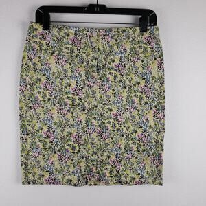 J. Jill Women's 2 Petite Live‎ In Chino Mini Skirt Colorful Ditzy Floral Summer